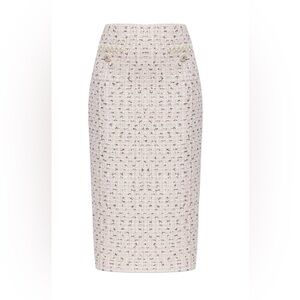 Self-Portrait Pink Pearl Tweed Midi Skirt - Size 6 - BRAND NEW WITH TAGS